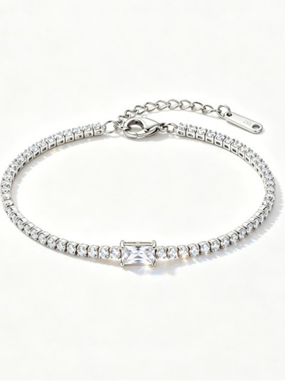 Silver Baguette CZ Tennis Bracelet (4451)